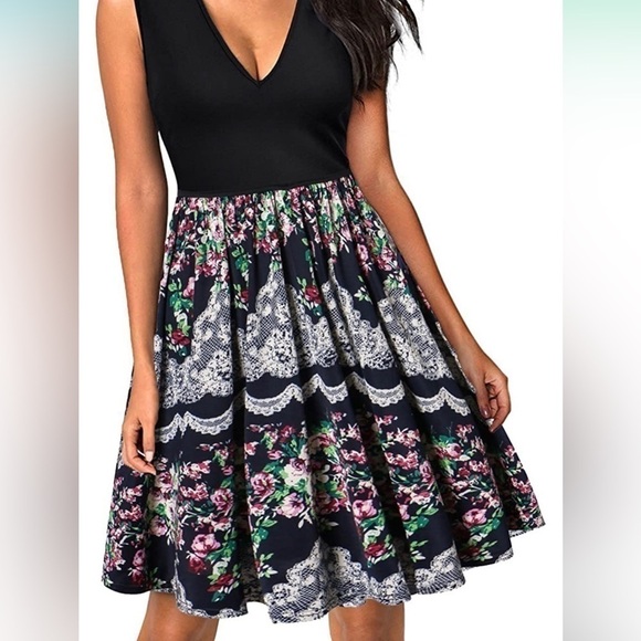 Dilanni Dresses & Skirts - Women's Flower Floral Print Dresses Cocktail Party Dress size small stretchy